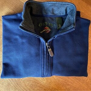 Orvis Men's Navy 1/4 Zip Up Sweatshirt, Size XL, Like New, 100% Cotton